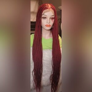 Elegant Red Braided Wig